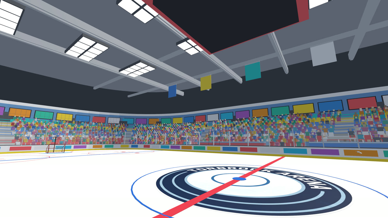 Centre ice and the scoreboard